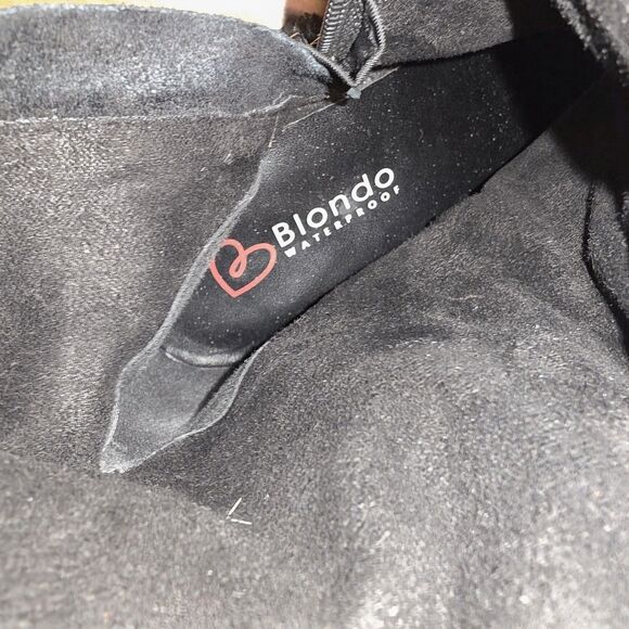 BLONDO TESSA Sz 8 Black Suede Waterproof Side Zipper Block Heel Chic Tall Boots - Picture 7 of 11